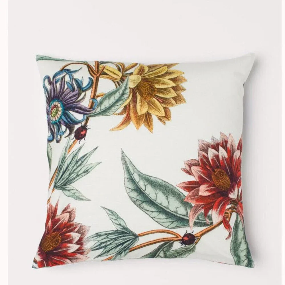 H&M Floral Pillow Cover | 20x20 Botanical Green Purple Yellow Red